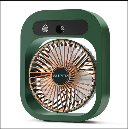 USB Rechargeable Mist & Fan | Portable 3-Speed Desk Fan & Humidifier