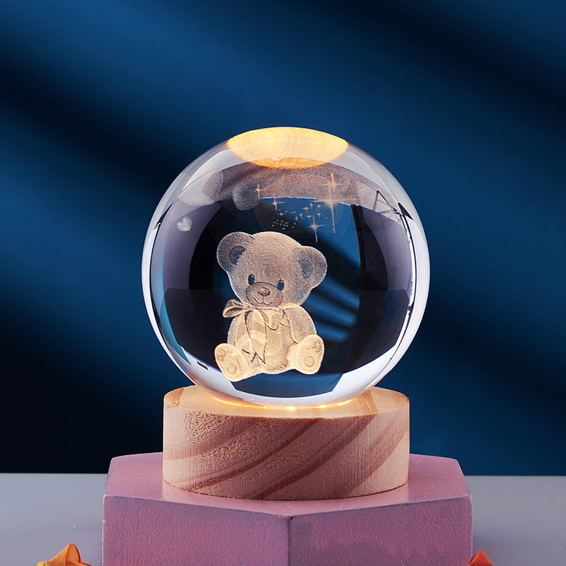 Crystal Ball 3D Night Lamp with Multiple Inner Carved Styles