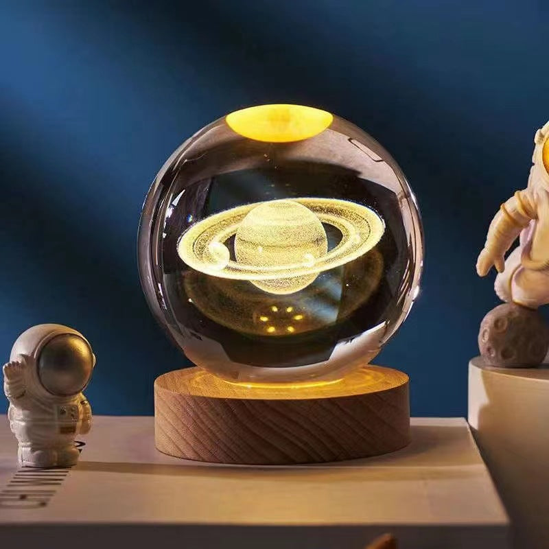 Crystal Ball 3D Night Lamp with Multiple Inner Carved Styles
