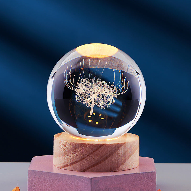 Crystal Ball 3D Night Lamp with Multiple Inner Carved Styles