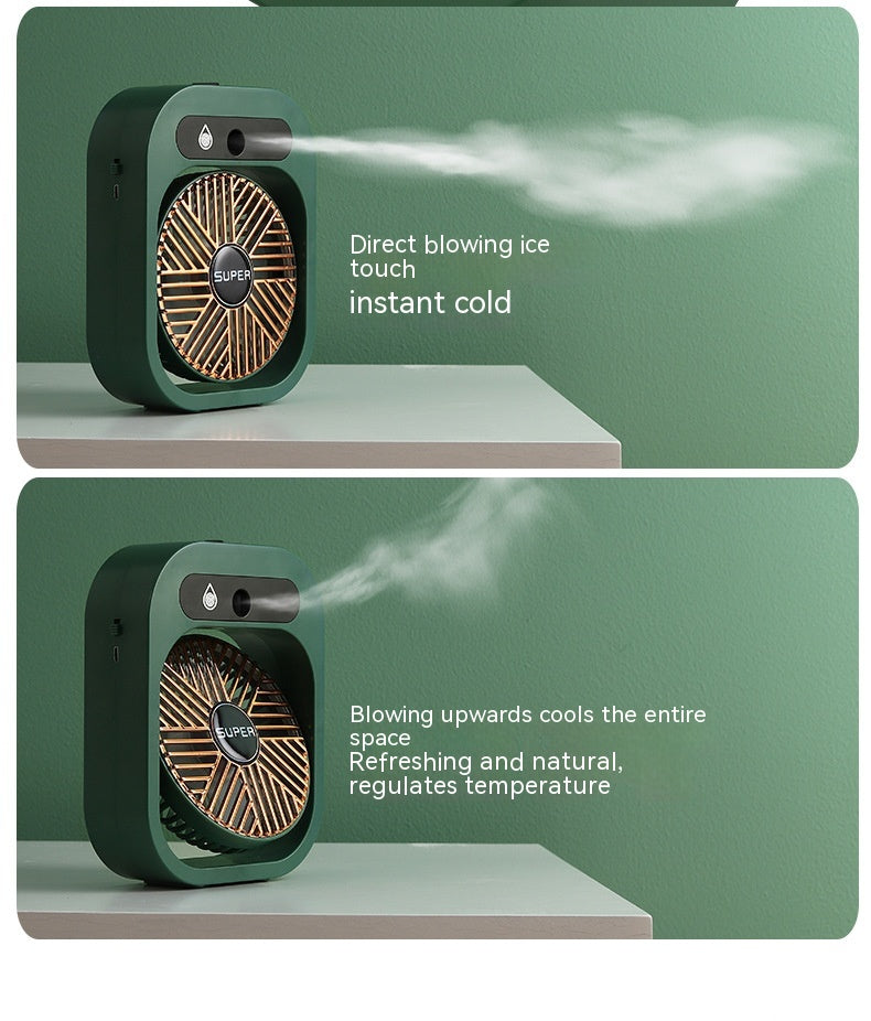 USB Rechargeable Mist & Fan | Portable 3-Speed Desk Fan & Humidifier