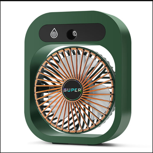 USB Rechargeable Mist & Fan | Portable 3-Speed Desk Fan & Humidifier