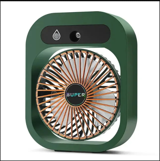 USB Rechargeable Mist & Fan | Portable 3-Speed Desk Fan & Humidifier