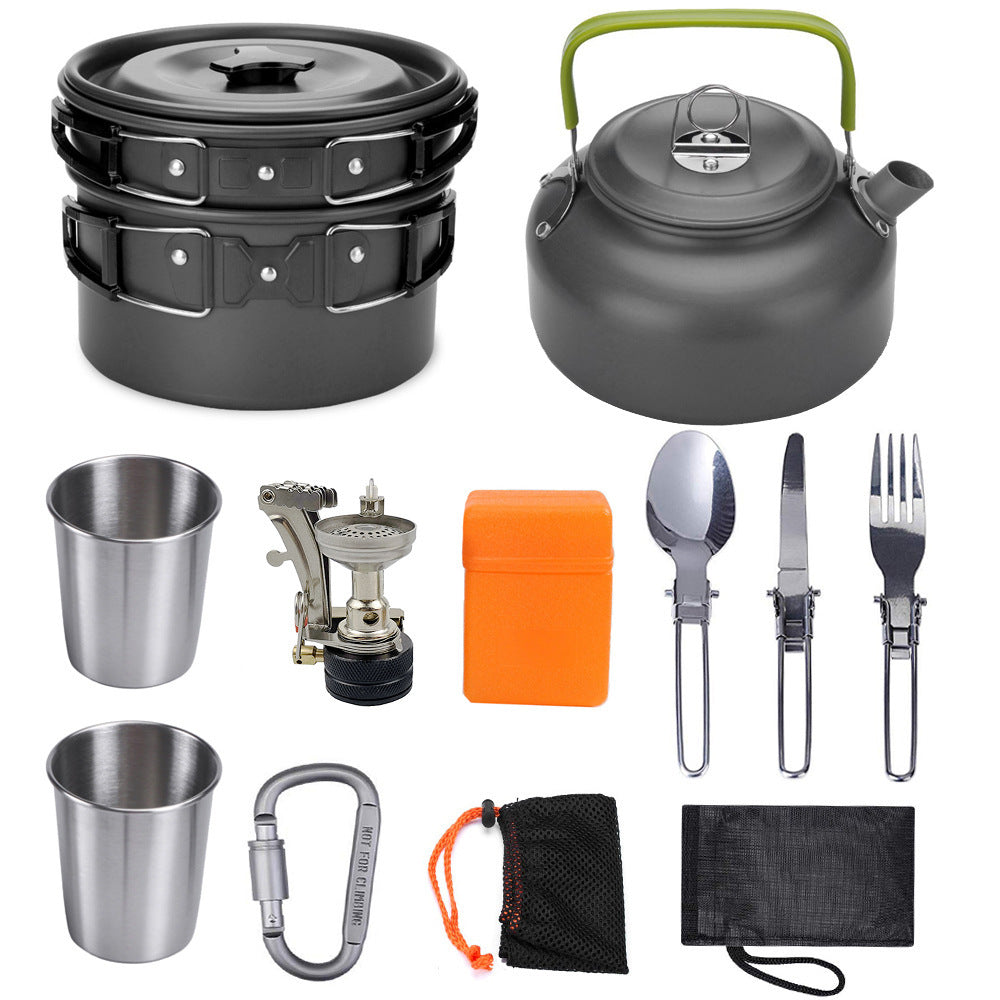 Outdoor Camping Cookware Kit | Lightweight Aluminum Cooking Set for Travel & BBQ
