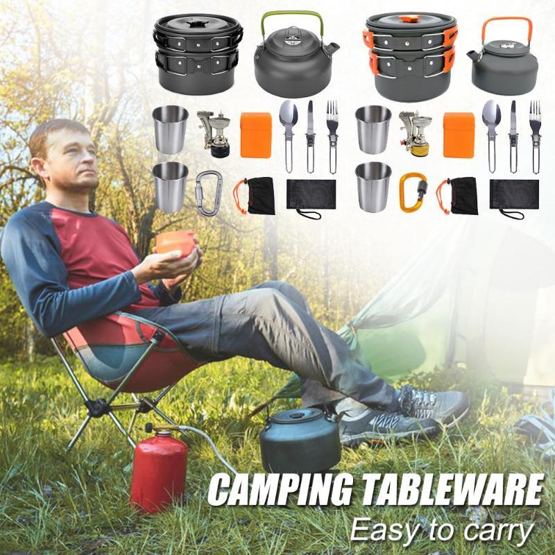 Outdoor Camping Cookware Kit | Lightweight Aluminum Cooking Set for Travel & BBQ