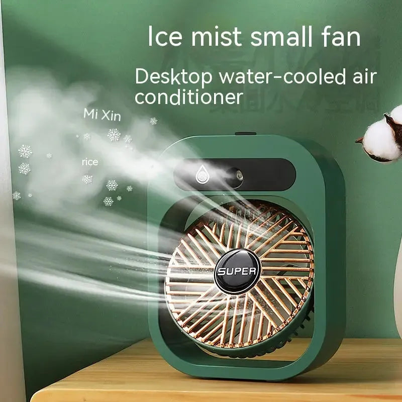 USB Rechargeable Mist & Fan | Portable 3-Speed Desk Fan & Humidifier