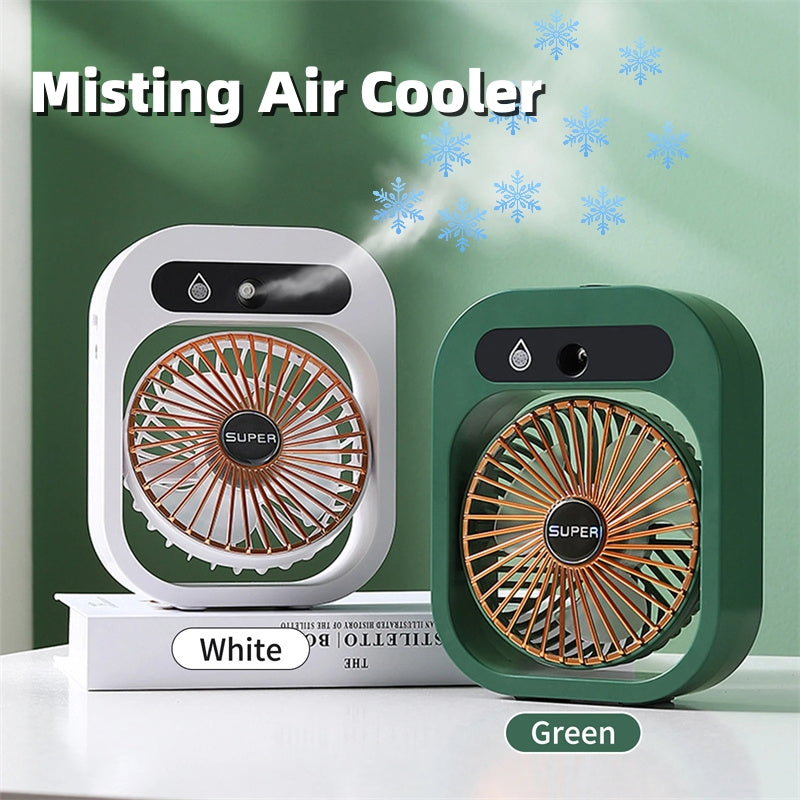 USB Rechargeable Mist & Fan | Portable 3-Speed Desk Fan & Humidifier