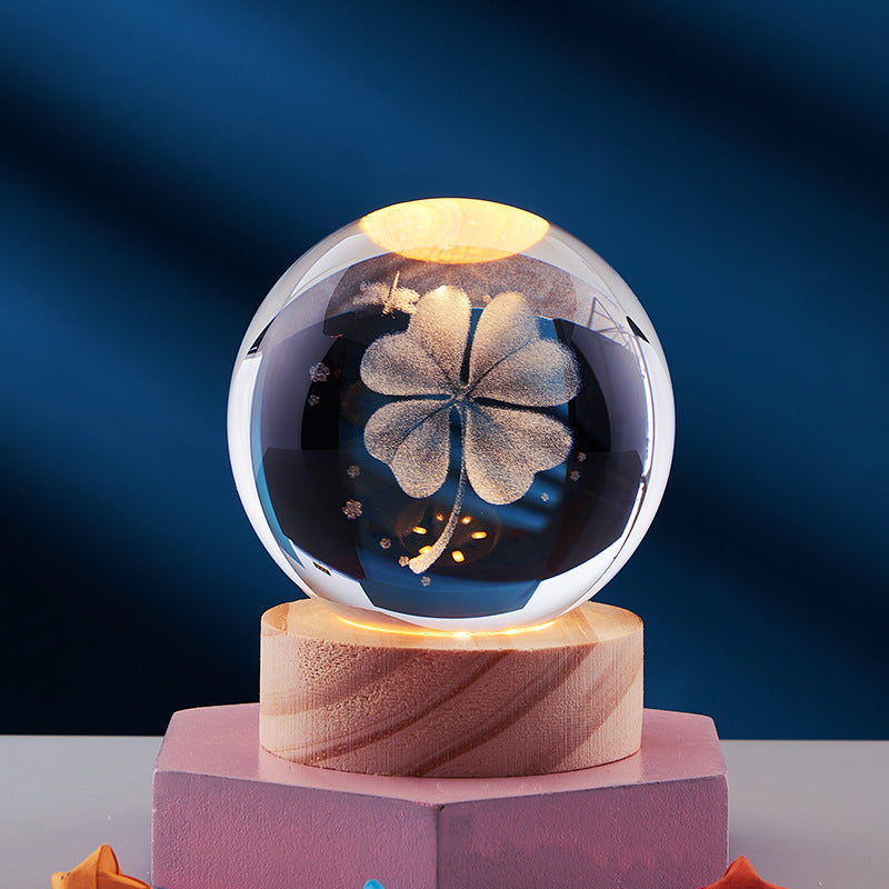 Crystal Ball 3D Night Lamp with Multiple Inner Carved Styles