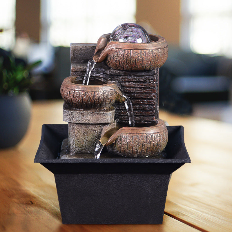 European Desktop Fountain Running Water, Waterfall – Relaxing Zen Decor
