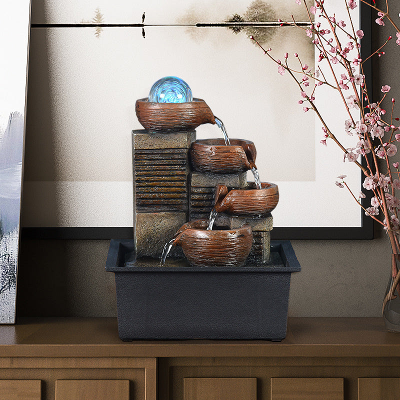 European Desktop Fountain Running Water, Waterfall – Relaxing Zen Decor