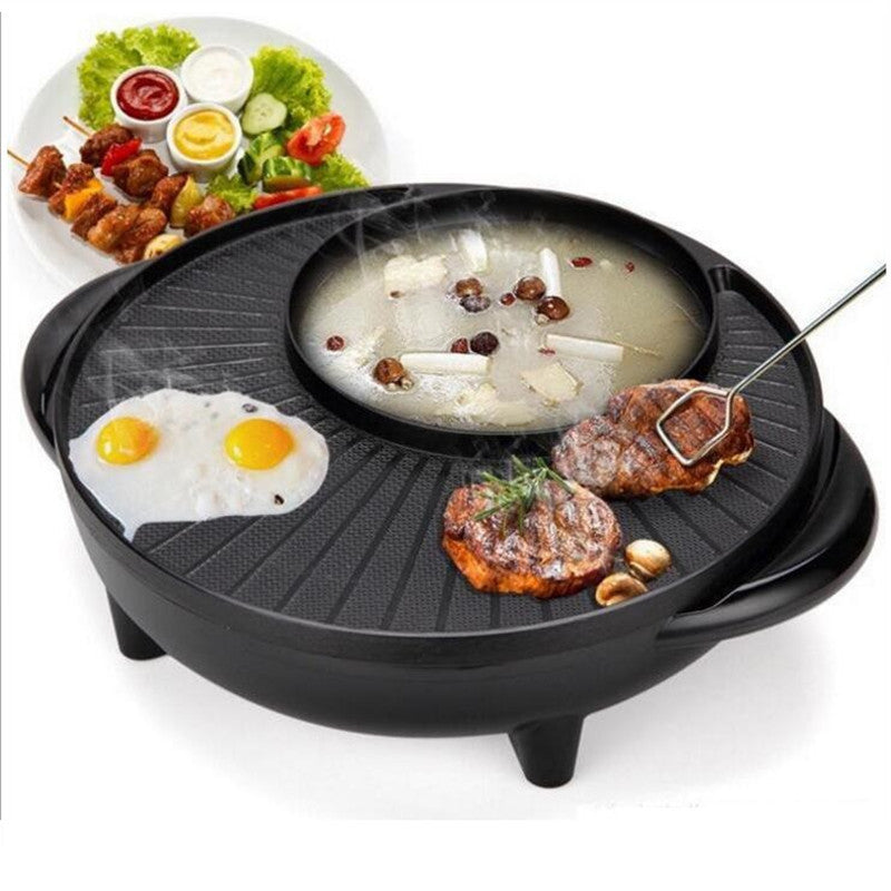 Multifunctional Electric Grill & Hot Pot - 2-in-1 Indoor Cooking Ovelo